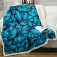 thumbnail image 1 of Blue Butterfly Sherpa Fleece Throw Blanket 3D Neon Butterflies Fuzzy Soft Blanket Twin(60"x80") Plush Blanket for Bed Couch Chair Fall Winter Spring Living Room, 1 of 6