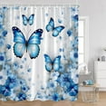 thumbnail image 1 of Blue Butterfly Shower Curtains Romantic Purple Floral Watercolour Art Bath Curtain Set Fabric Bathroom Bathtub r with, 1 of 7