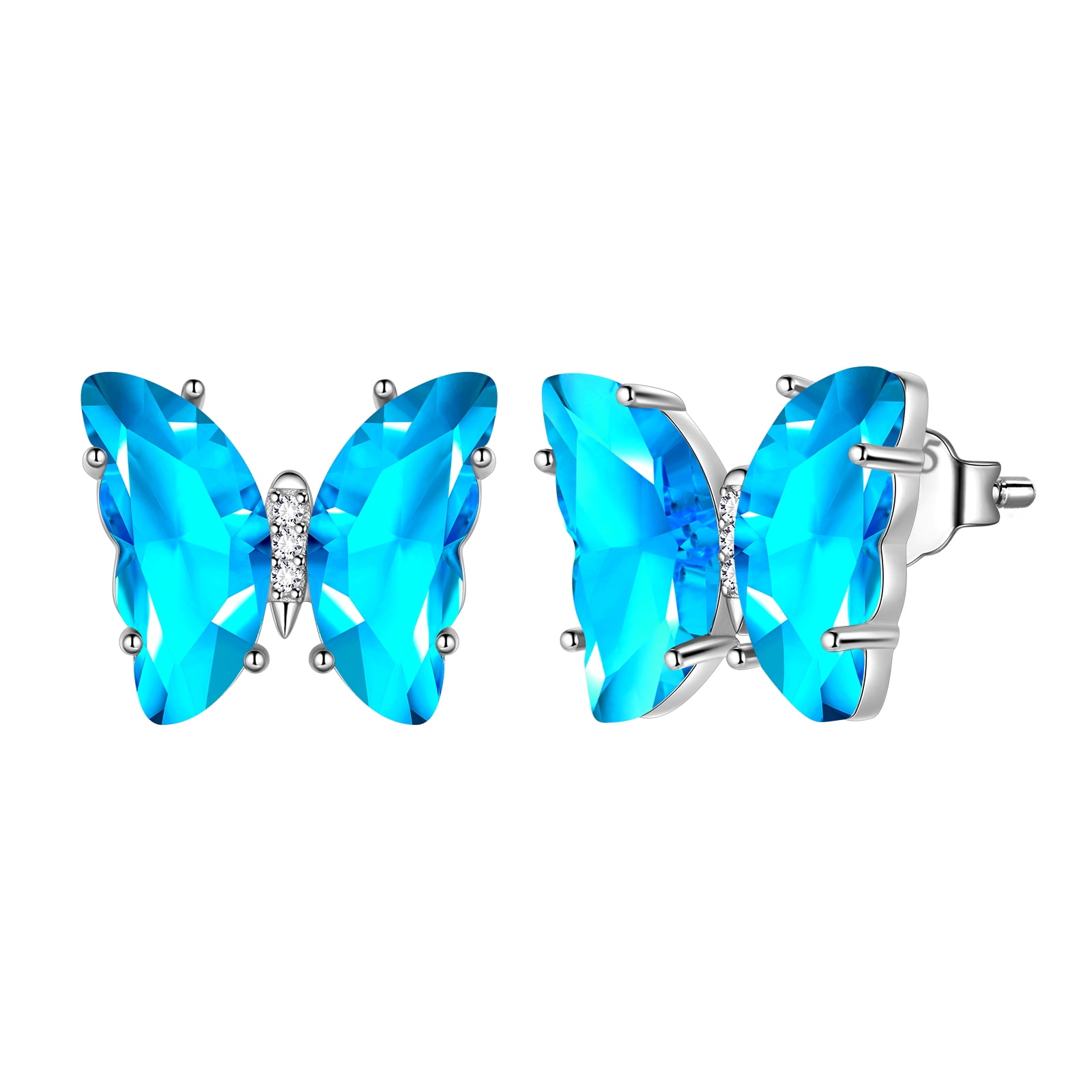 Blue butterfly stud earrings best sale