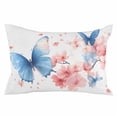 thumbnail image 1 of Blue Butterfly Throw Pillow Cover 16 x 24 Inch Decorative Pillow Cover Watercolor Spring Blossom Nature Flowers Lumbar Pillowcase Seasonal Rectangle Cushion Case for Couch Sofa Bed Living Room, 1 of 7