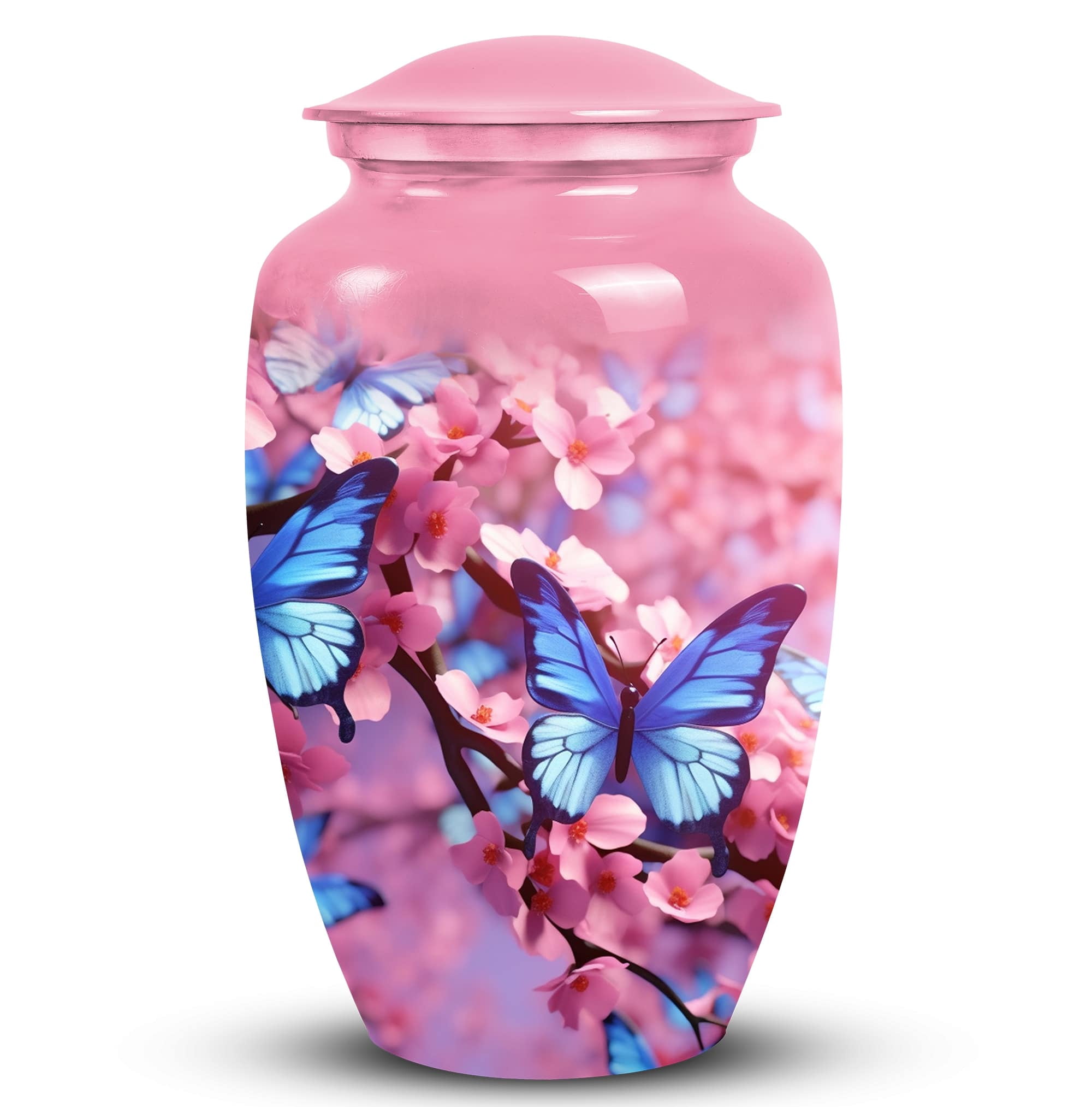 Blue Butterfly Urn - Blue Urn - Urns For Human Ashes Adult - Butterfly Memorial Urns For Human Ashes - Decorative Urns - Cremation Urn For Adult Ashes - 200 Cubic Inch Urn With Bag (Size -10Inch)