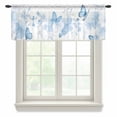 thumbnail image 1 of Blue Butterfly Valance Curtains for Kitchen/Living Room/Bathroom/Bedroom Window, Rod Pocket Small Topper Half Short Window Curtains Voile Sheer Scarf, Watercolor Botanical Spring Summer 54"x18", 1 of 8