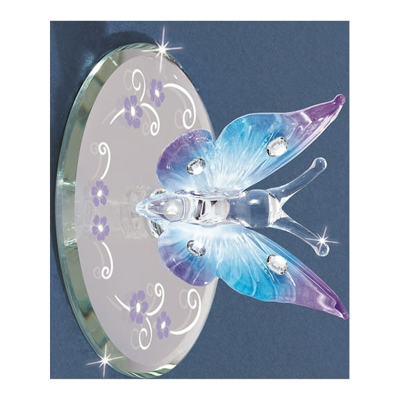 Blue Butterfly W/Crystals Glass Figurine Designer Jewelry by Sweet Pea