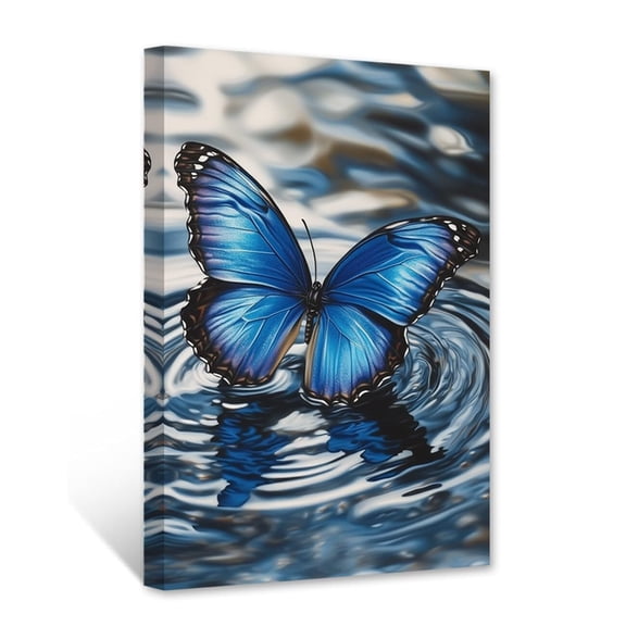 Blue Butterfly Wall Art Animal Canvas Art Butterflies Aesthetic Bathroom Bedroom Office Nursery Decor poster