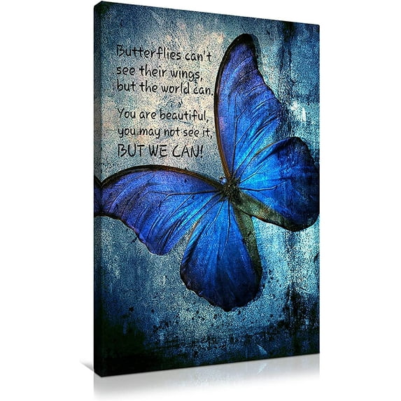 Blue Butterfly Wall Art Butterfly Decor for Bathroom Blue Wall Art for Office Butterfly Room Decorations Art Paintings Blue Butterfly Picture Decor for The Home Framed Wall Art 12"x16"