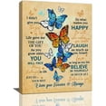thumbnail image 1 of Blue Butterfly Wall Art Farmhouse Country Inspirational Quotes Canvas Prints Painting Butterflies Pictures Framed Vintage Artwork Home Decor for Girls Bedroom Dining Living Room Bathroom 12"x16", 1 of 6