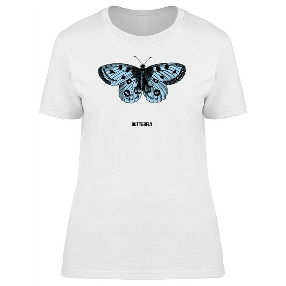 Blue Butterfly With Caption T-Shirt Women -Image by Shutterstock, Female Large