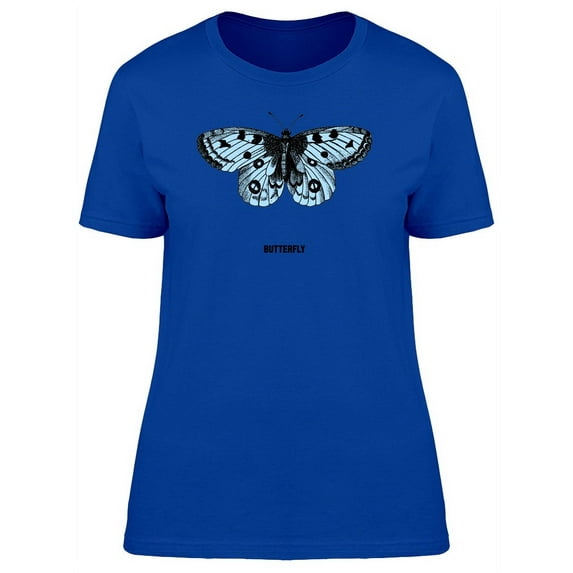 Blue Butterfly With Caption T-Shirt Women -Image by Shutterstock, Female Large