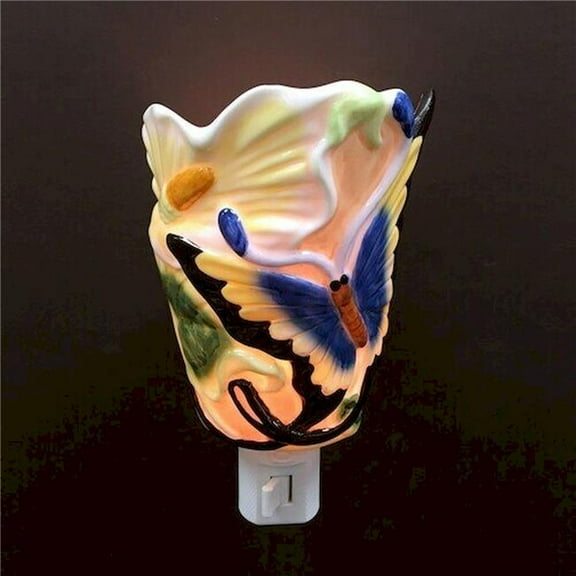 Blue Butterfly on A Flower Bud Shaped Night Light