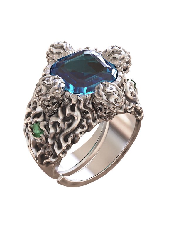 Blue CZ 925 Sterling Silver Fire Skulls Ring Punk Jewelry TA512 US Size 9.5
