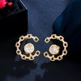 thumbnail image 1 of Blue CZ Cuban Link Chain Tiny Round Stud Earrings for Women Gold Plated Jewelry, 1 of 9