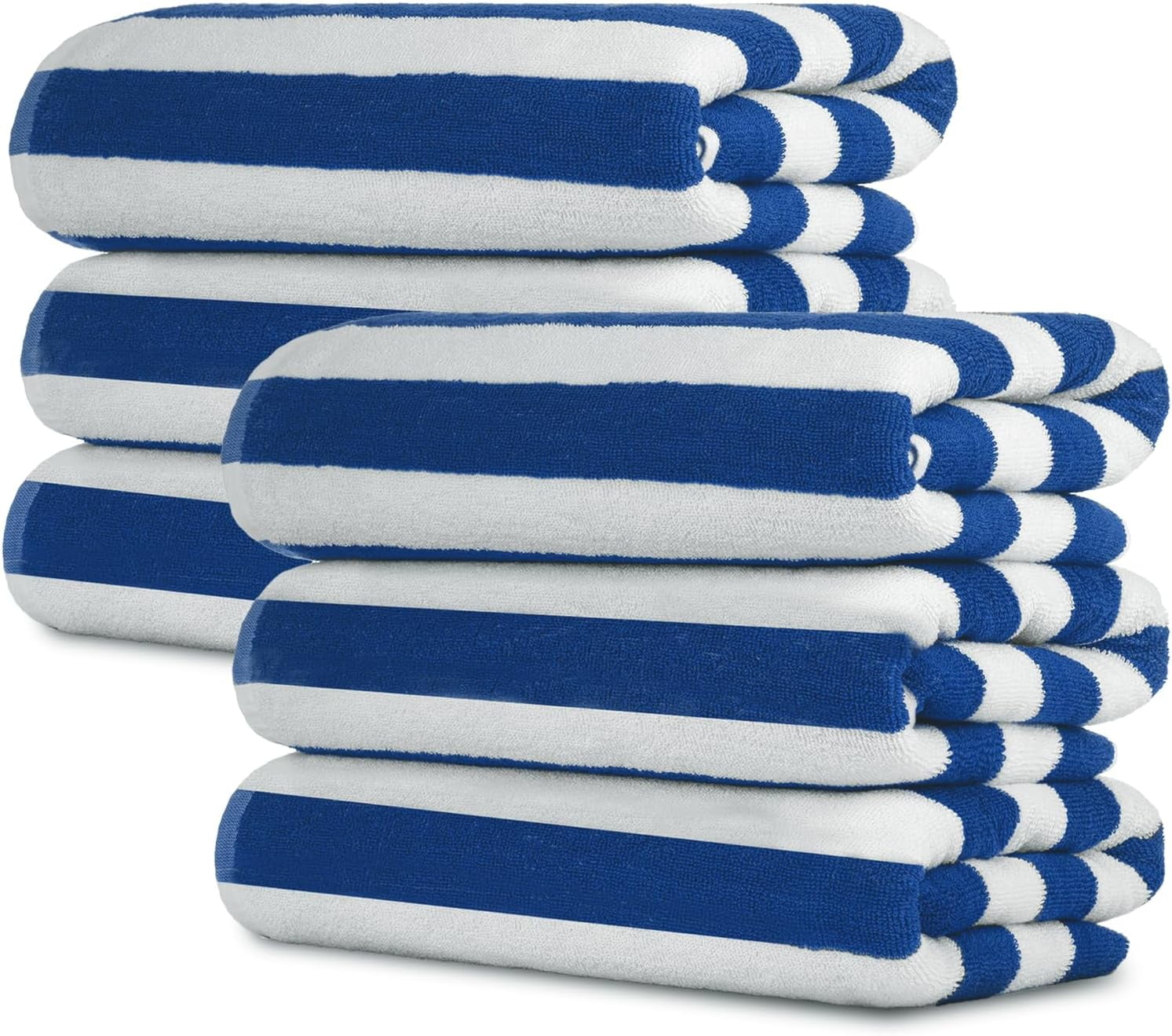 Blue Center Stripe 120 White Towels in Bulk 22x44 Economical Pool Towels Bulk for Hotels Lightweight Quick Drying Absorbent Bath Towels Bulk for Gym Salon Durable Fade