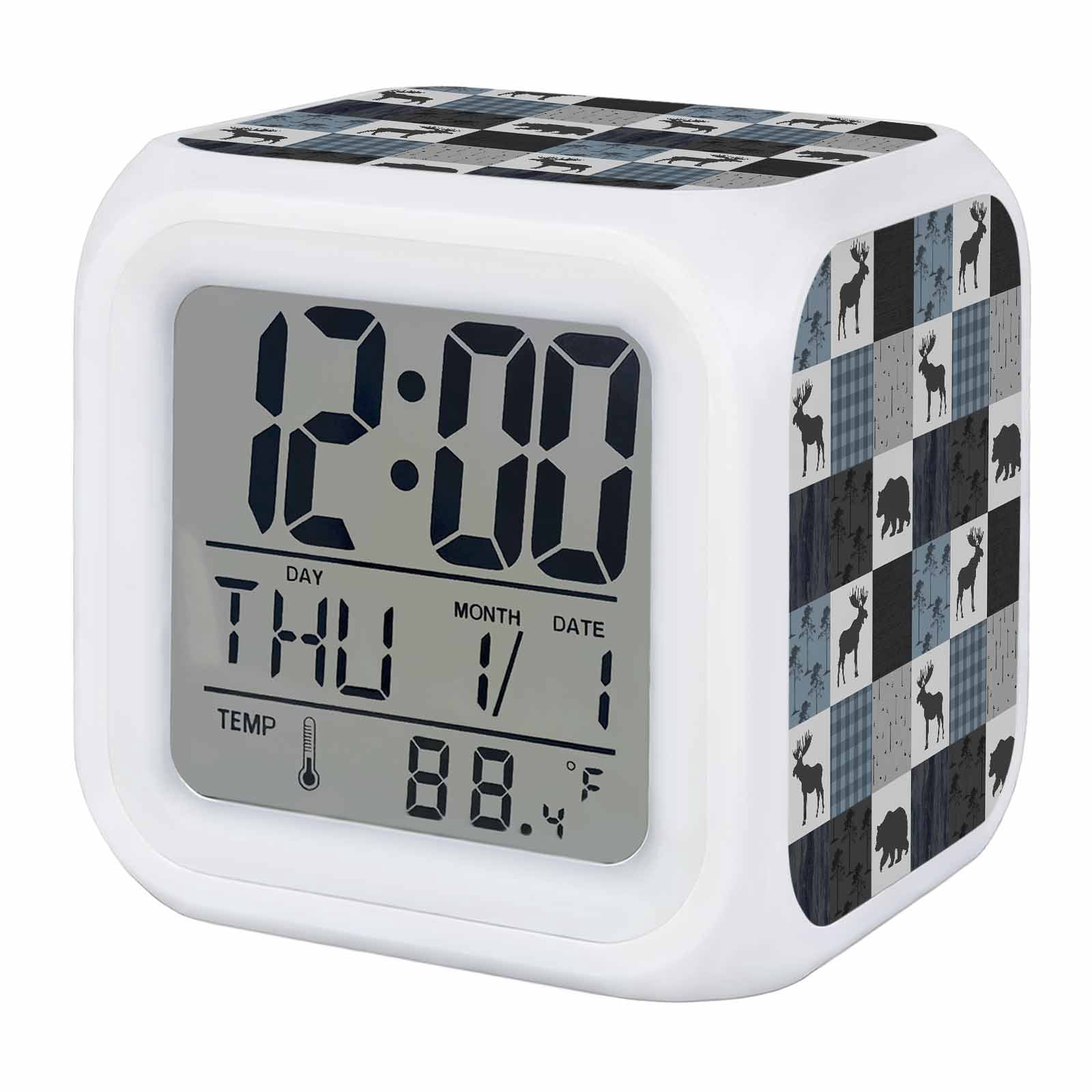 Blue Cabin Check Digital Alarm Clock for Bedrooms,Smart LED Alarm Clock ...