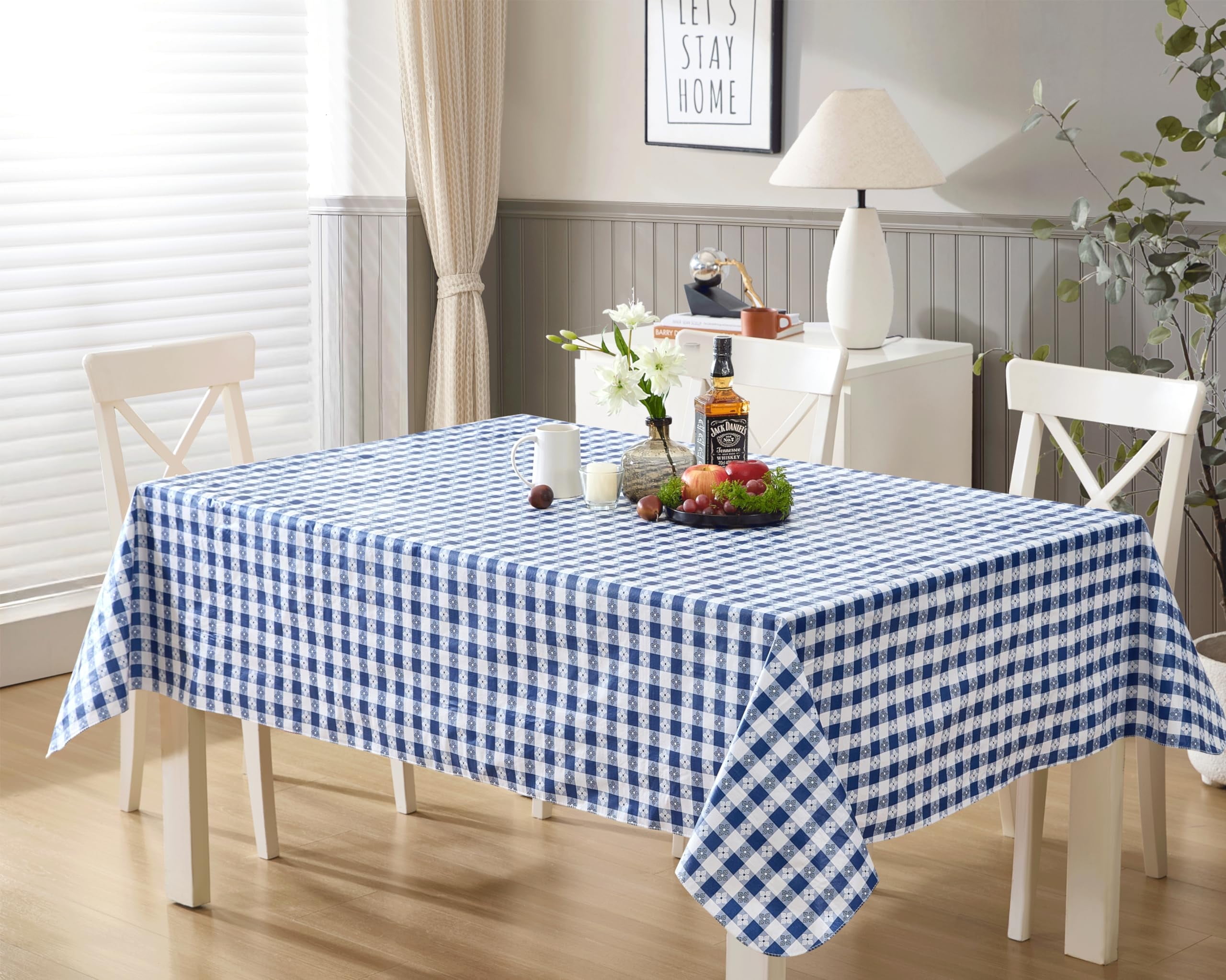 Newbridge 52x52 Inch Vinyl Tablecloth, Bistro Check, Indoor/Outdoor ...