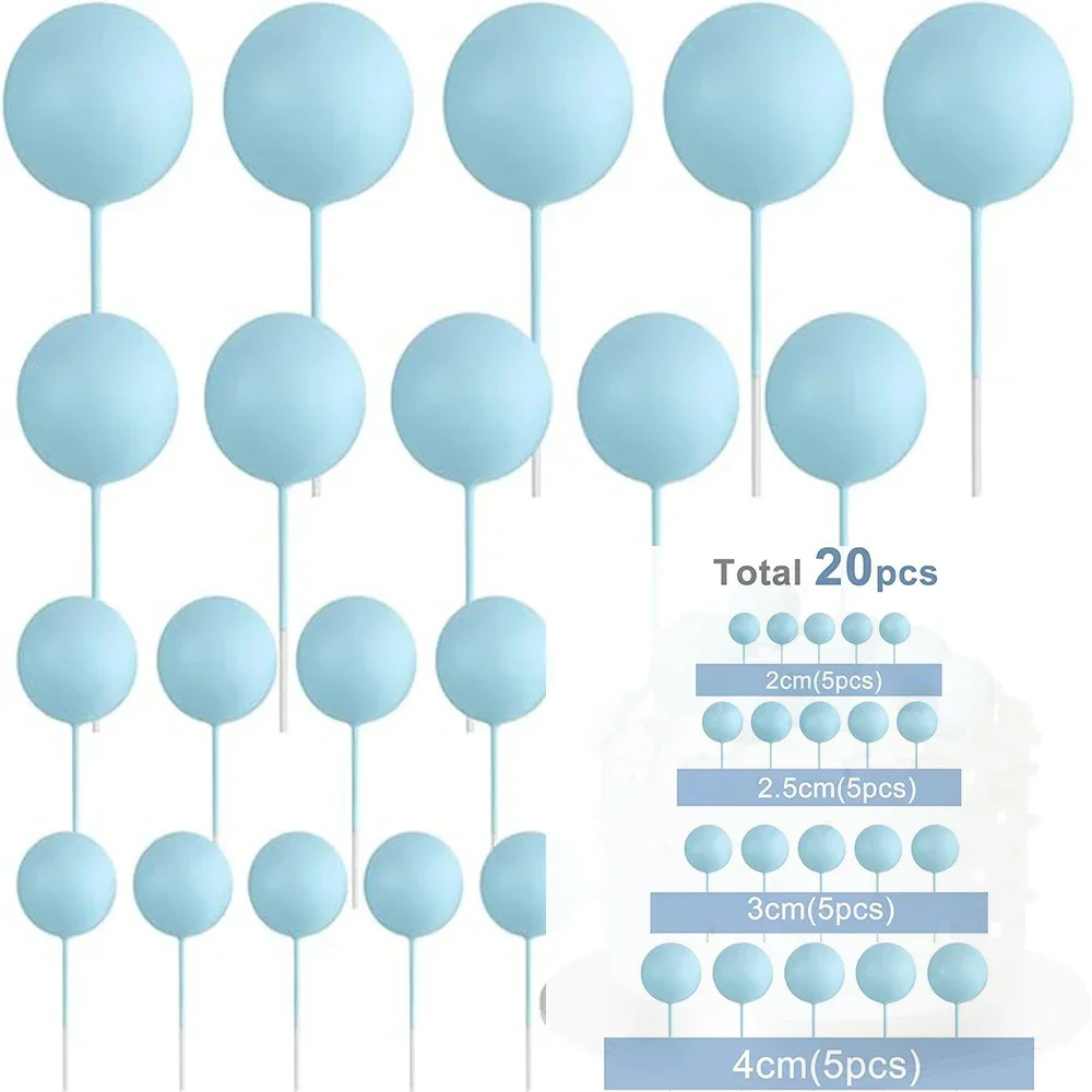 Blue Cake Topper Balls Cupcake Topper Baking Decorations White Gold DIY ...