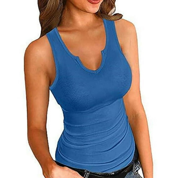 Blue Camisole For Women's Summer Sleeveless Blouse Slim Fit Casual Tank Tops For Women