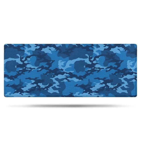 Blue Camo Classic Pattern Bathroom Rugs Mat,Non Slip Microfiber Bathroom Rug,Rubber Backing,Soft Bathroom Mats for Bathroom Floor,Tub and Shower,60x24in(150x60cm)