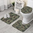 thumbnail image 1 of Blue Camo Wavy Shapes Pattern Bathroom Rugs Sets 3 Piece,Toilet Cover Set,Absorbent Non Slip Bathroom Mats Sets with U-Shaped Contour Rug Toilet Rug Set, 1 of 5