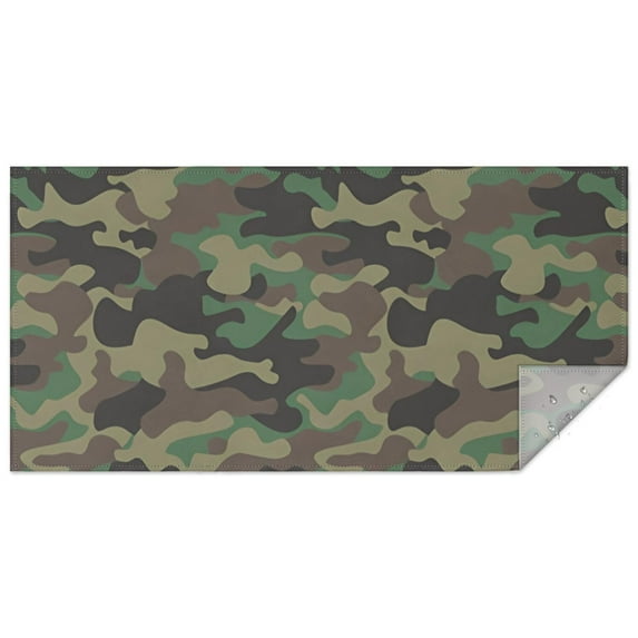 Blue Camo Wavy Shapes Pattern Rectangle Tablecloth 60"x120",Waterproof Polyester Rectangle Table Cloth, Wipeable Spillproof Polyester Tablecloth for Dining, Camping, Indoor and Outdoor