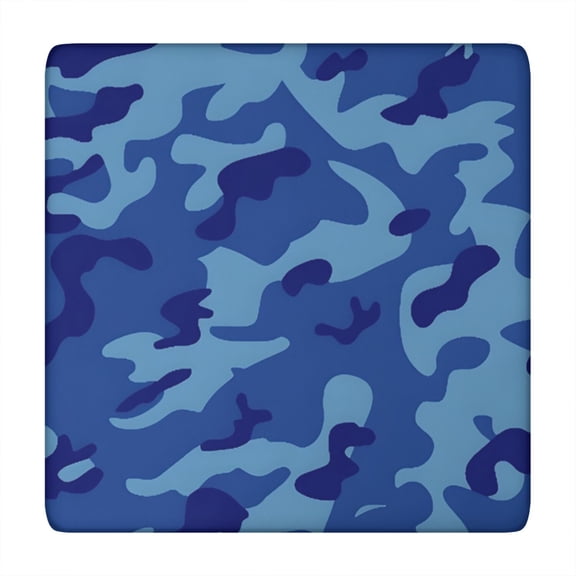 Blue Camo Wavy Shapes Pattern Square Fitted Tablecloth with Elastic Edge,Square Table Cover,Washable Elastic Table Cover for Home Kitchen Party Decor 34"x34"