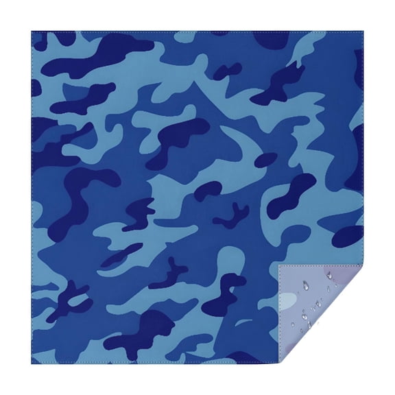 Blue Camo Wavy Shapes Pattern Square Tablecloth,Waterproof Square Table Cover,Wipeable Spillproof Washable Table Cover for Home Kitchen Party Decor 52"x52"(132x132cm)