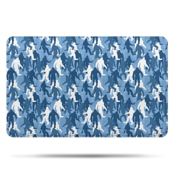 Blue Camouflage Bigfoot Pattern Bathroom Rugs Mat,Non Slip Microfiber Bathroom Rug,Rubber Backing,Soft Bathroom Mats for Bathroom Floor,Tub and Shower,20x32in(50x80cm)