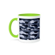 3dRose, Blue Camouflage- Military- Patriotic- USA, 15oz Two-Tone Green Mug