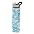 thumbnail image 1 of Blue Camouflage Pattern 1000ml Tritan Sport Bottle Straw LeakProof Food-Grade Portable Wide Handle, 1 of 7