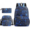 Blue Camouflage Pattern 3-Piece Backpack Set – Athletic Style with Crossbody Bag and Utility ...