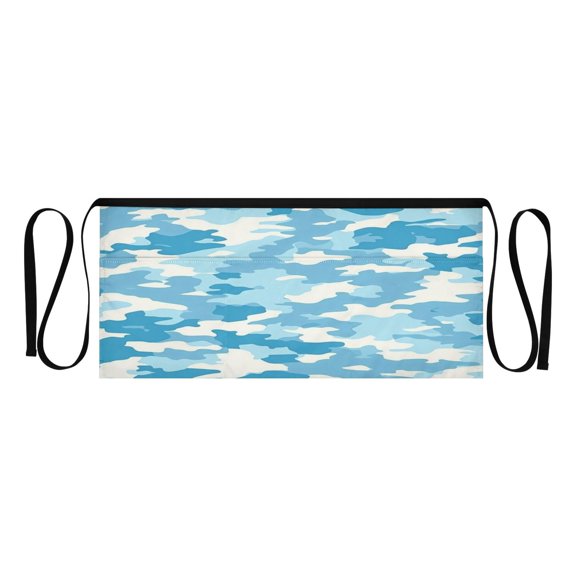 Blue Camouflage Pattern Multi Pocket Short Apron Waterproof, Adjustable 96.5in Belt for various occasions