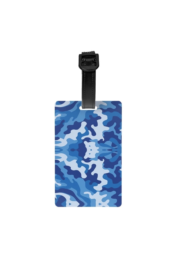 Blue Camouflage Pvc Luggage Tag With Name Id Labelfor Women Men