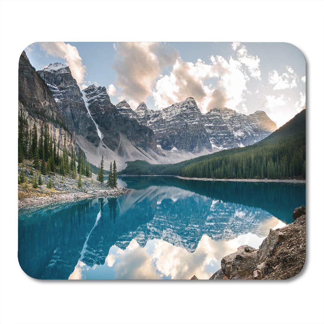 Blue Canadian Moraine Lake Banff National Park Alberta Canada Rocky Snow Mousepad Mouse Pad