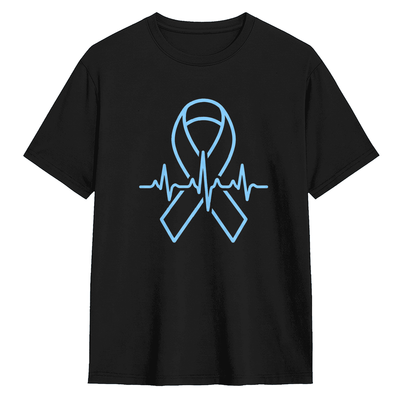 Blue Cancer Ribbon Heartbeat Retro Graphic Tee for Men and Women ...