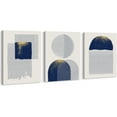 thumbnail image 1 of Blue Canvas Wall Art, 3 Pieces Blue and Gold Canvas Print Framed Artwork Set for Living Room Wall Decor, Abstract Nordic Geometric Illustration Canvas Art, 1 of 5
