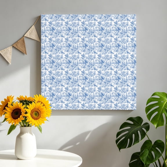 Blue Canvas Wall Art, Cycling Pattern Framed Canvas Wall Decor Picture Print Artwork Decorations for Living Room Office Ready to Hang 8" x 8"