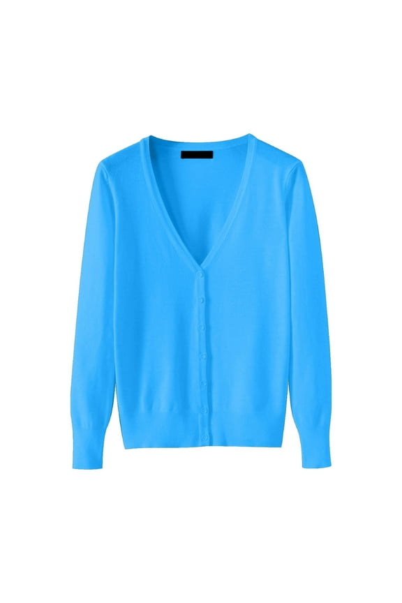 Blue Cardigan Sweaters for Women's Lightweight V Neck Cardigan Sweater (Available In Plus Size)