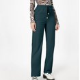 thumbnail image 1 of Blue Cargo Pants Women Linen Pants Women Summer Wide Leg Pants Elastic Waist Pants High Waisted Pants Casual Beach Trousers Woman Pants Clearance, 1 of 5