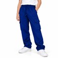 thumbnail image 1 of Blue Cargo Sweatpants for Boys size 10-12, Drawstring Elastic Waist Kids Jogger Pants with Pockets School Outdoor Active Wear, 1 of 7