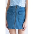 thumbnail image 1 of Ragstock Blue Cargo Zip Front Denim Skirt, 1 of 4