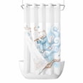 Blue Cartoon Cat No Hook Shower Curtain with Snap in Liner, Waterproof ...