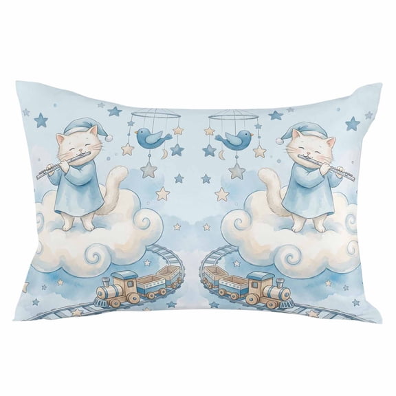 Blue Cartoon Cats Throw Pillow Cover 12 x 20 Inch Decorative Pillow Cover Cute Cats Sleeping Dreams Clouds Lumbar Pillowcase Seasonal Rectangle Cushion Case for Couch Sofa Bed Living Room