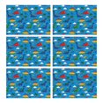 thumbnail image 1 of Blue Cartoon Dinosaurs Clouds Stars Pattern Summer Placemats Table Placemats Set Of 6-Linen Kitchen Washable Placemats Table Mats 11.8"x17.7" Non-Slip Heat Resistant, 1 of 5