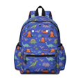 thumbnail image 1 of Blue Cartoon Dinosaurs Landscape Pattern Cute School Backpack with Padded Back and Adjustable Shoulder Straps 13.4"x11"x4.7", 1 of 5