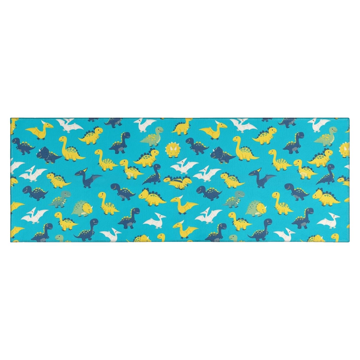 Blue Cartoon Dinosaurs Pattern Kitchen Rug Mat,Kitchen Runner Rugs Non ...