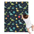 thumbnail image 1 of Blue Cartoon Dinosaurs Planets Pattern Blanket,Comfortable Soft Lamb Wool Throw Blanket,All Season,Warm Lightweight Blankets for Sofa Bed Couch Living Room Chair,30"x40", 1 of 4