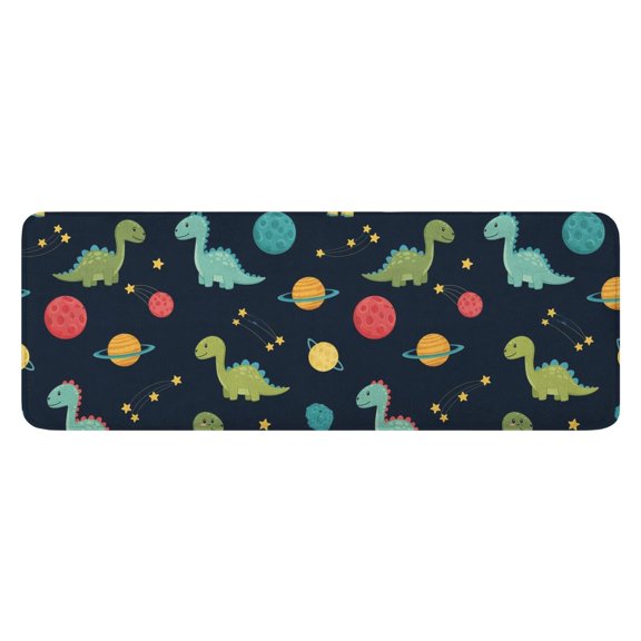 Blue Cartoon Dinosaurs Planets Pattern Kitchen Rug Mat,Kitchen Runner Rugs Non Skid Washable,Decorative Kitchen Floor Mats for Kitchen,Sink,Laundry,17"x47.2"