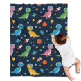 thumbnail image 1 of Blue Cartoon Dinosaurs Rockets Pattern Blanket,Comfortable Soft Lamb Wool Throw Blanket,All Season,Warm Lightweight Blankets for Sofa Bed Couch Living Room Chair,30"x40", 1 of 4