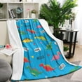 thumbnail image 1 of Blue Cartoon Dinosaurs WordsHearts Pattern Blanket,Comfortable Soft Lamb Wool Throw Blanket,All Season,Warm Lightweight Blankets for Sofa Bed Couch Living Room Chair,40"x50", 1 of 4
