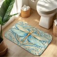 thumbnail image 1 of Blue Cartoon Dragonfly Plush Flannel Bath Rug 16x24 Inches, Quick Dry Absorbent Non Slip Mat for Bathroom Sink Tub, 1 of 8
