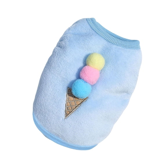 Blue Cartoon Ice Cream Pet Fleece Vest, XS Size Small Pet Clothing Dog Cat Apparel - Warm Soft Fleece Fabric, Cartoon Ice Cream Pattern For Pet Comfort - For Puppy, Teacup Puppy, Small Teddy Dog, Cat